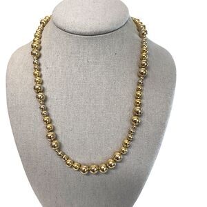 Karla Jordan Golden Metal Graduating Bead Necklace 20" Statement Vintage Stunner